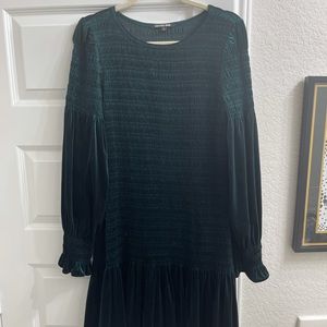 emerald green velvet dress